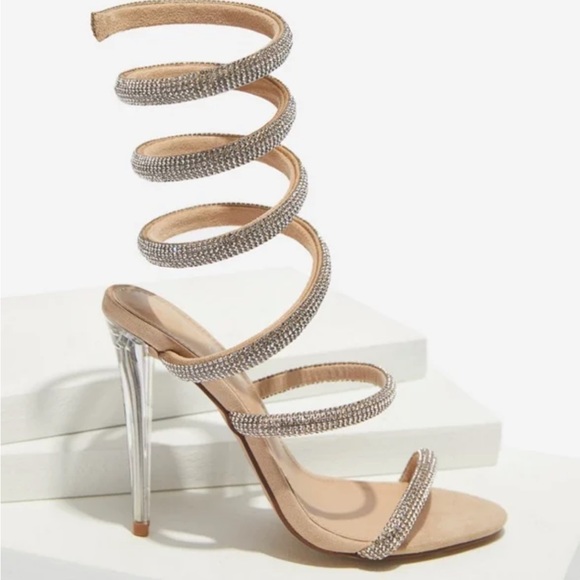 Silver Sparkly Wrap Around Heels - Picture 7 of 7